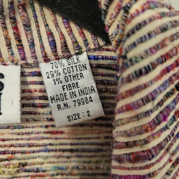 Chico's Women's Vintage Beaded Multi Colored Silk Cotton Jacket. Size L - Picture 7 of 7